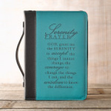 Bible Cover Serenity Prayer - Two Tone Aqua - Size Large